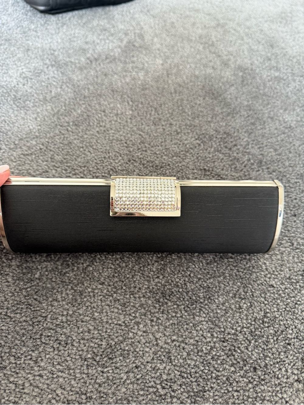 Elegant Black Clutch Bag with Silver Accents